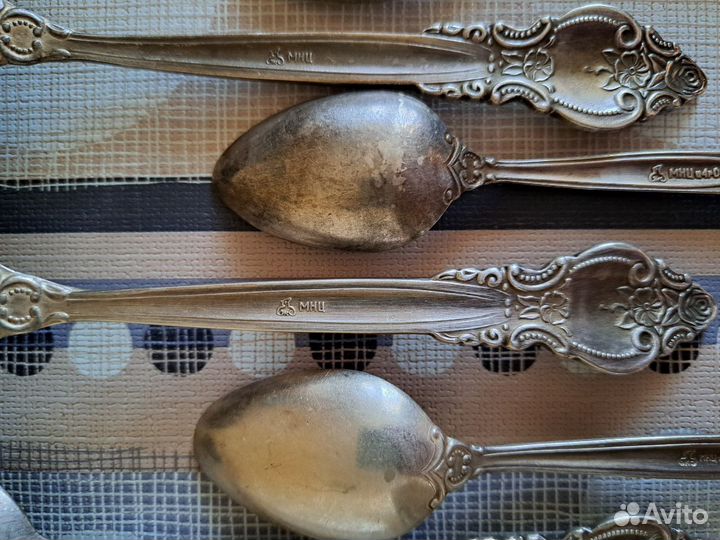 Ложки, чайные ложки Мельхиор СССР Троянда