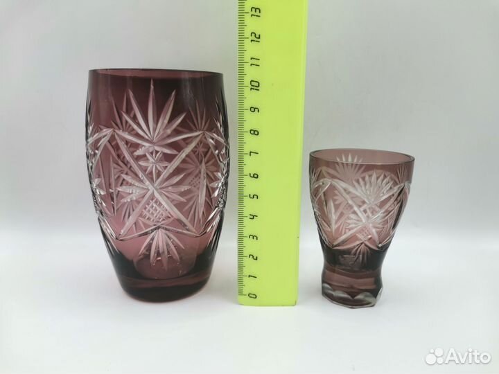 Графин Рюмка Цветное Стекло Резьба СССР