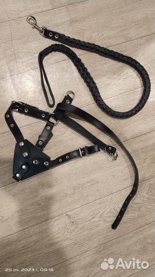Поводок и шлейка натуральная кожа