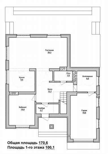 Коттедж 196 м² на участке 9 сот.