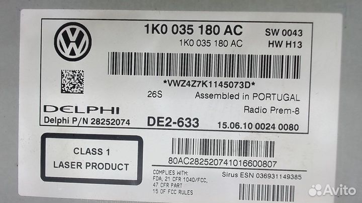 Магнитола Volkswagen Passat 6, 2010