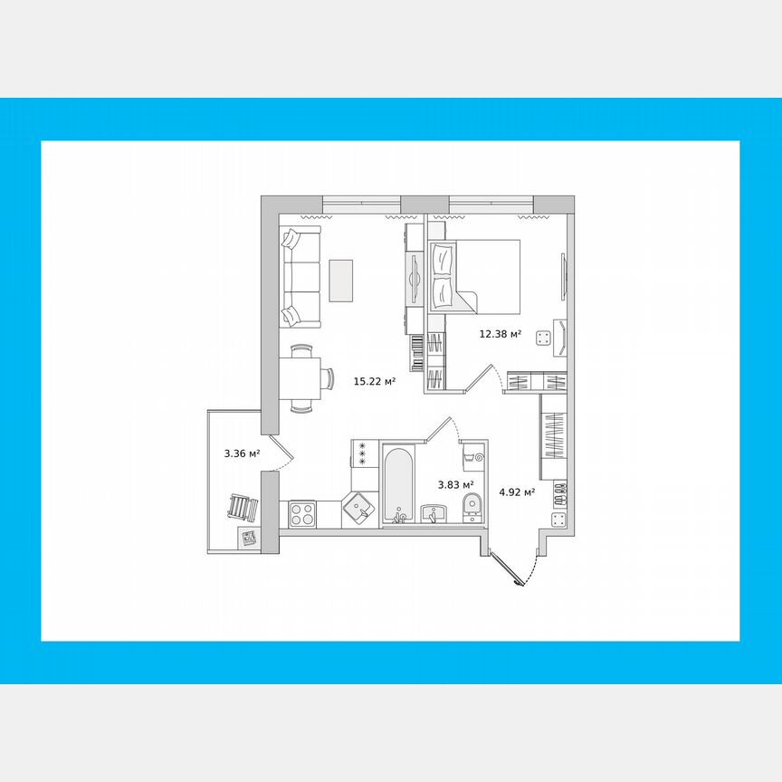 1-к. квартира, 43,1 м², 4/16 эт.