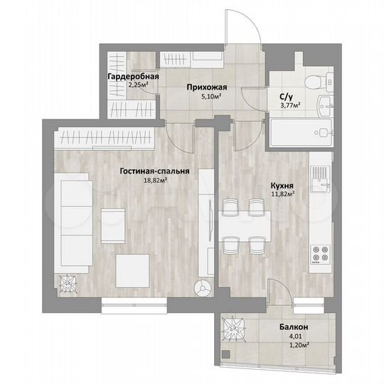 1-к. квартира, 43 м², 15/16 эт.
