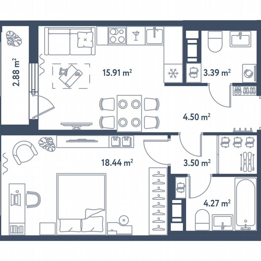 1-к. квартира, 51,5 м², 7/11 эт.