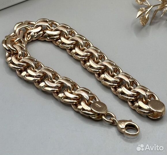 Золотой массивный браслет Бисмарк 85,05 гр