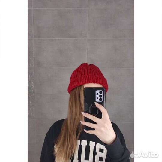 Шапка бини с отворотом