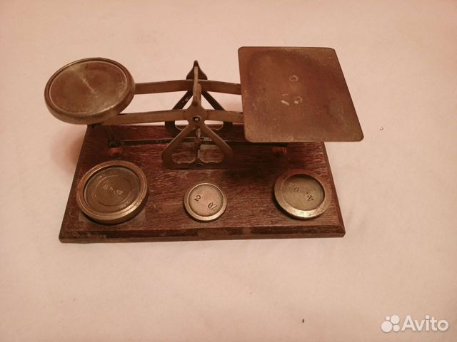 Английские старинные почтовые весы с гирьками