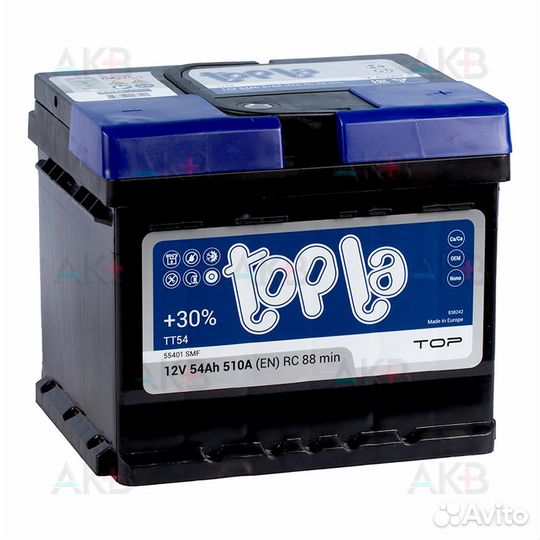 Аккумулятор автомобильный Topla Top 54R (510A 207x