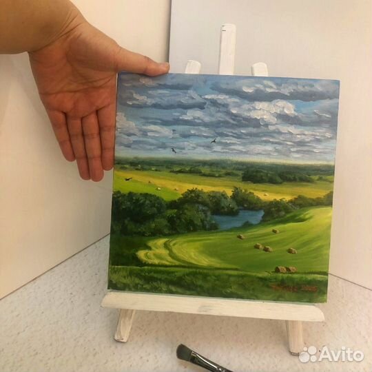 Картина маслом пейзаж Поле Луг