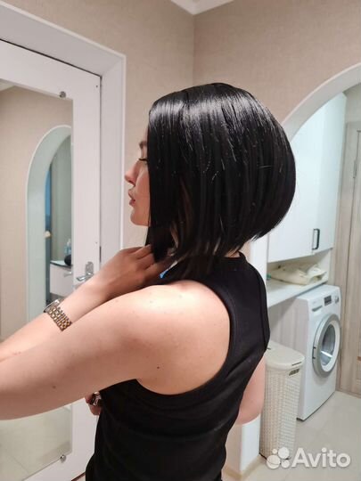 Парик каре чёрный без челки