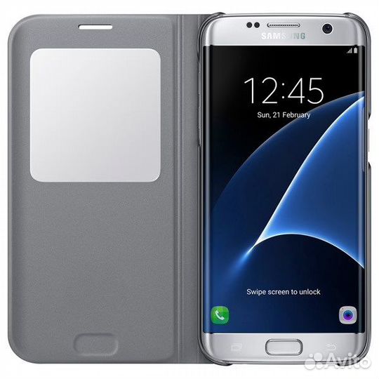 Оригинал S-View Cover для Samsung S7 Edge (Silver)