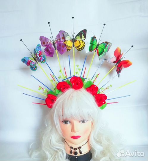 Ободок-корона с розами и лучами