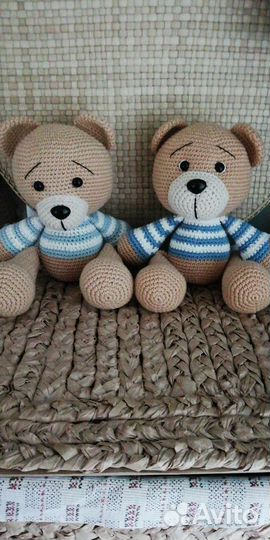 Вязаные игрушки ручной работы Мишка