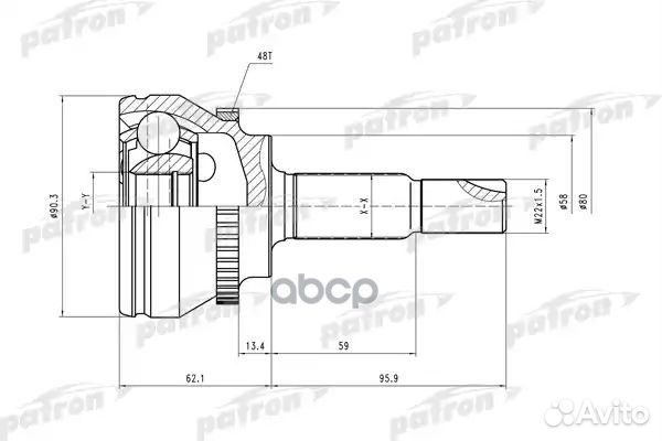 ШРУС наружн к-кт 26x58x25 ABS:48T toyota: Corol