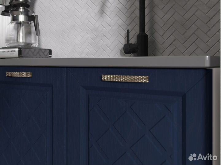 Кухня Агава 200 см, акация белая/сапфир