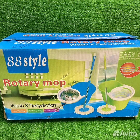 Швабра с ведром и отжимом круглая