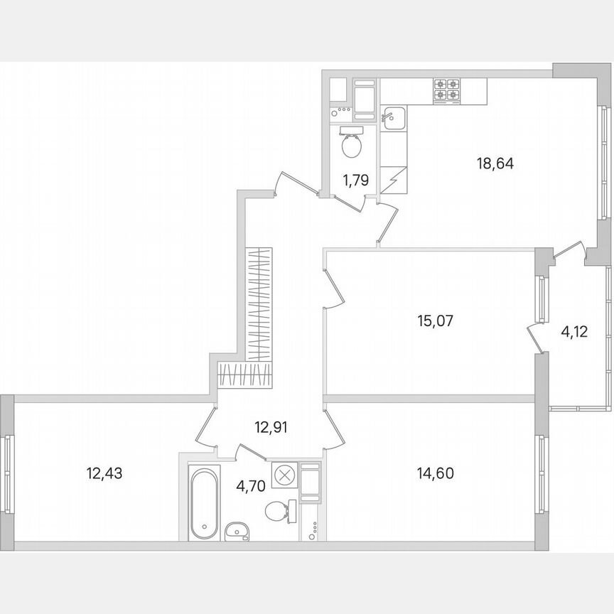 3-к. квартира, 82,2 м², 7/8 эт.