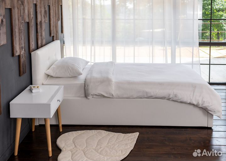 Кровать с матрасом 90х200 белая Роза