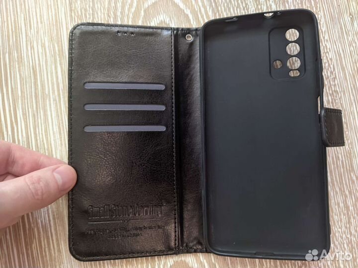 Чехол книжка для Redmi 9t (Кожа, новый)