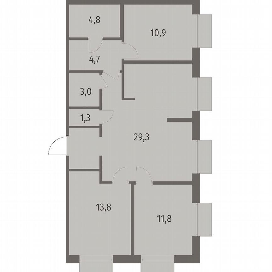 3-к. квартира, 83,2 м², 2/12 эт.