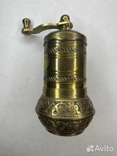 Винтажная мельница для специй, перечница латунная