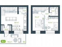 Своб. планировка, 78,2 м², 2/2 эт.