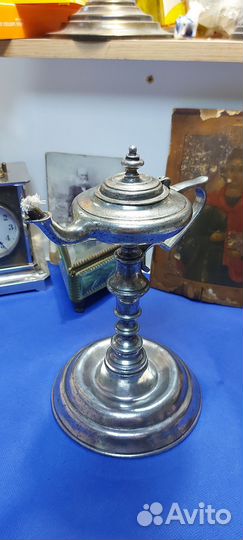 Антикварная масляная лампа на высокой ноге 19 век