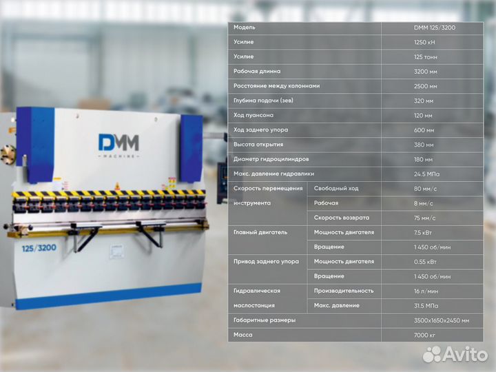 Листогибочный гидравлический пресс DMM 125/3316