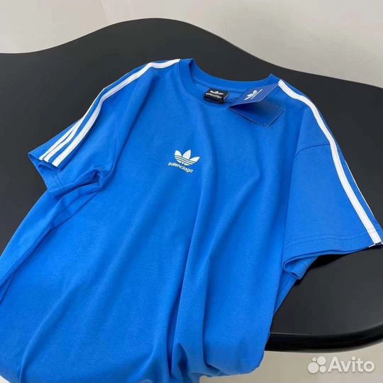 Футболка adidas женская синяя оверсайз