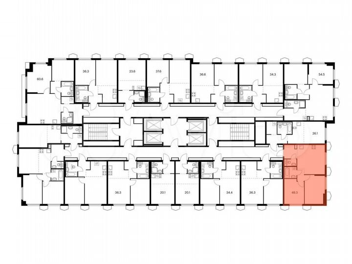 2-к. квартира, 48,3 м², 14/24 эт.