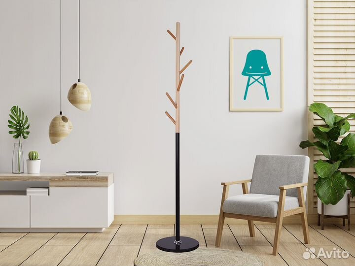 Вешалка-стойка CR-1906, черный/дерево бук