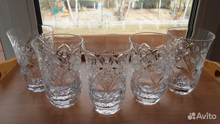 Большие тяжелые стаканы ручное выдувание шлифовка