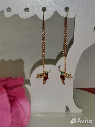 Серьги Птички медзолото