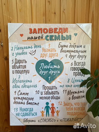 Картина на холсте Заповеди семьи