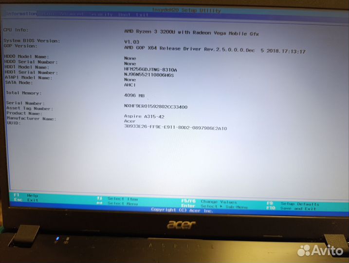 Ноутбук acer aspire a315 42