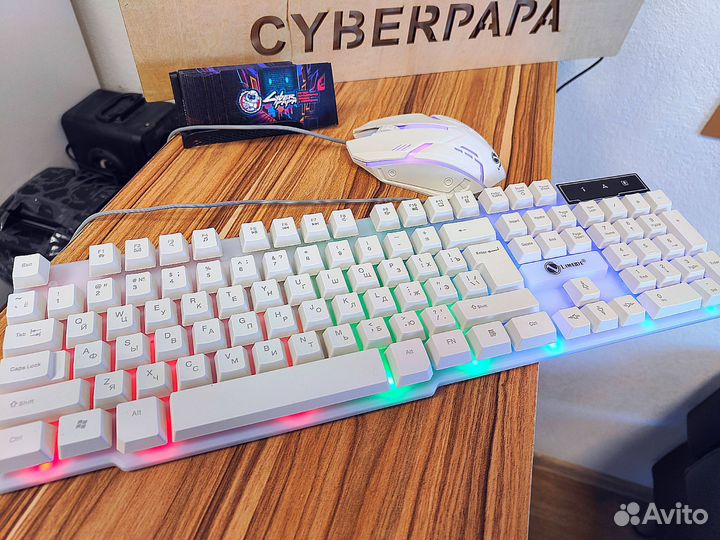 Белая клавиатура и мышь / набор для пк