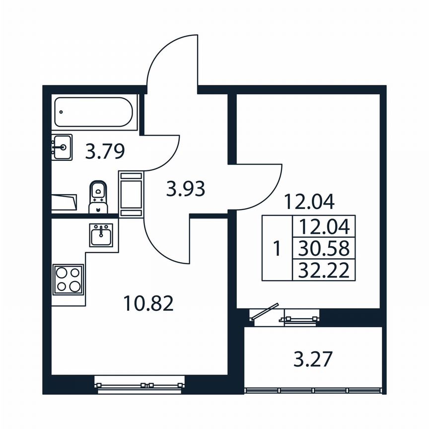 1-к. квартира, 33,9 м², 10/12 эт.