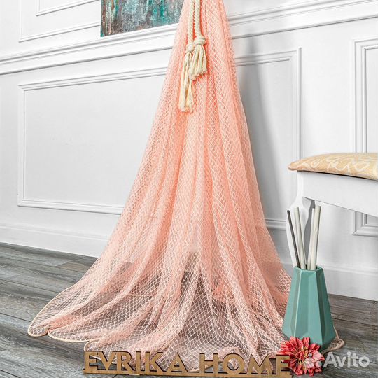 Тюль кружевной жаккард Авалон Персик