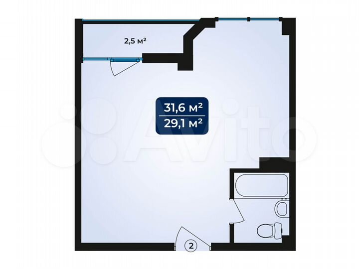 1-к. апартаменты, 31,5 м², 2/11 эт.