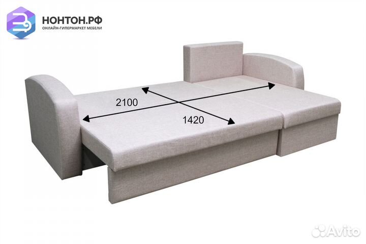 Диван угловой еврокнижка Барселона бежевый