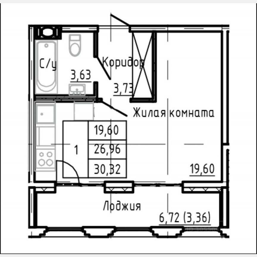 Квартира-студия, 30 м², 6/17 эт.
