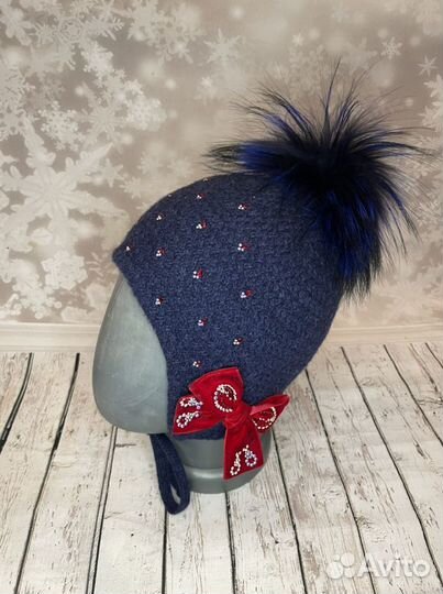 Шапка синяя новая шерсть Mothercare Kotik Totti