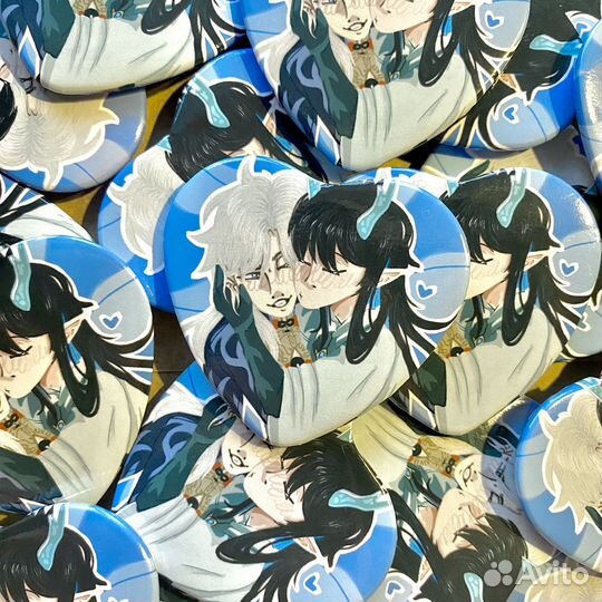 Дань Фен и Инсин - Значок-сердечко глянец