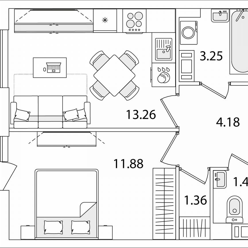 1-к. квартира, 36,8 м², 3/9 эт.