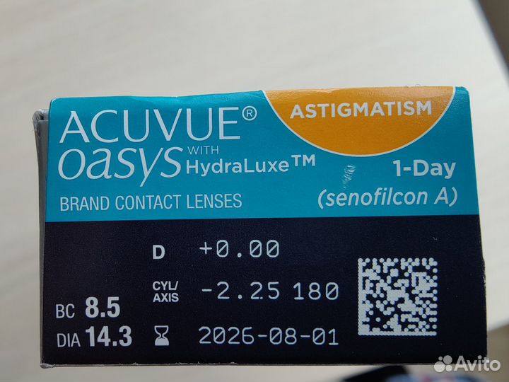 Линза acuvue oasys with hydraluxe for astigmatism