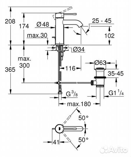 Смеситель для раковины Grohe 23589gn1 Золото