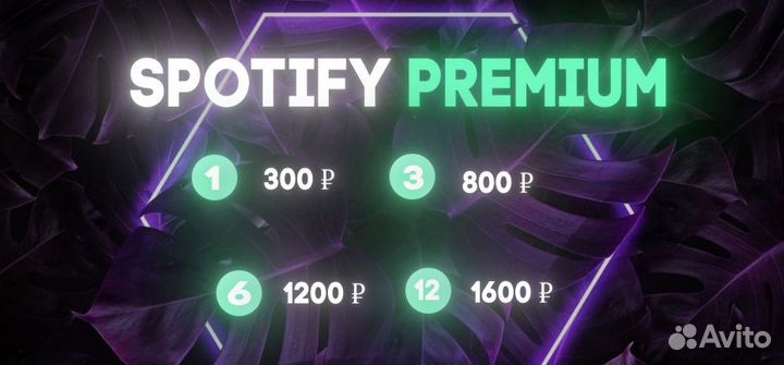 Подписка Spotify Premium 1/3/6/12 месяцев