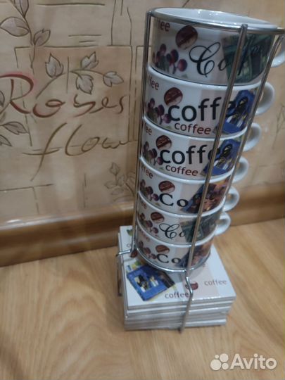 Кофейный набор на металлической подставке 6 штук