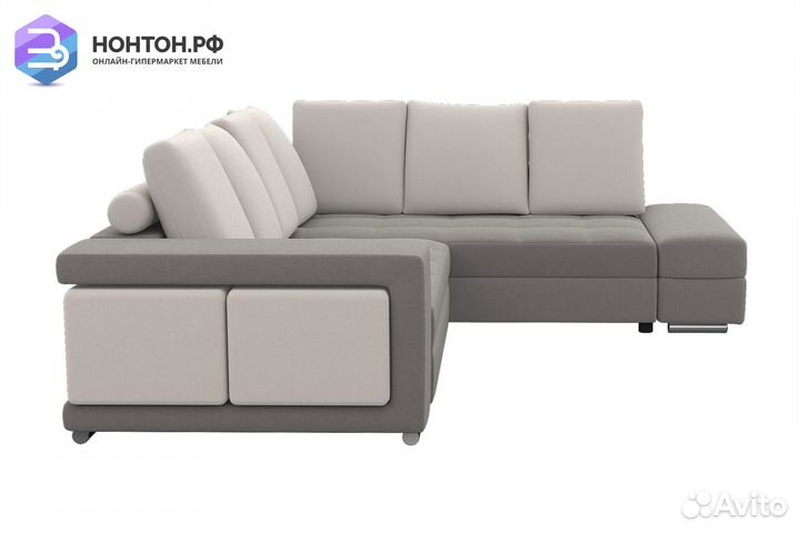 Диван угловой еврокнижка Вега-24 серый / светло-се