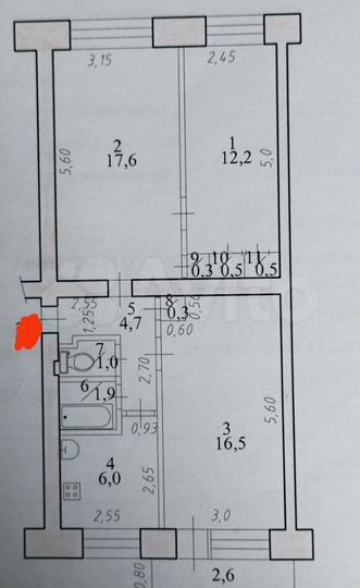 3-к. квартира, 61,5 м², 4/5 эт.
